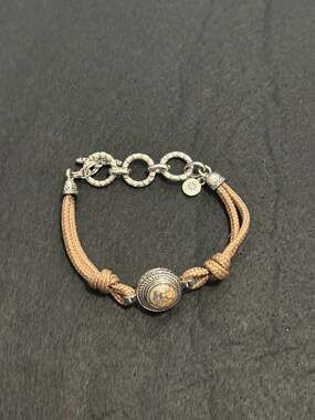 Vintage Silpada Retired Mixed-Media Multi-Strand Cord Bracelet Silver GSCL Tag